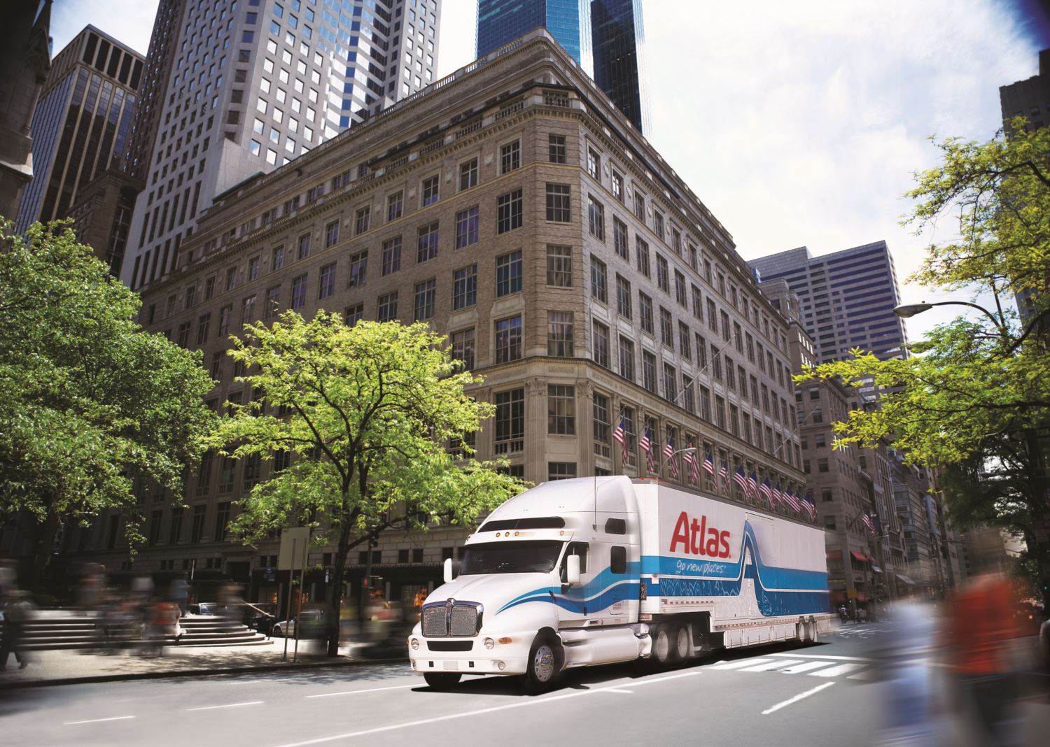 Atlas truck in a city
